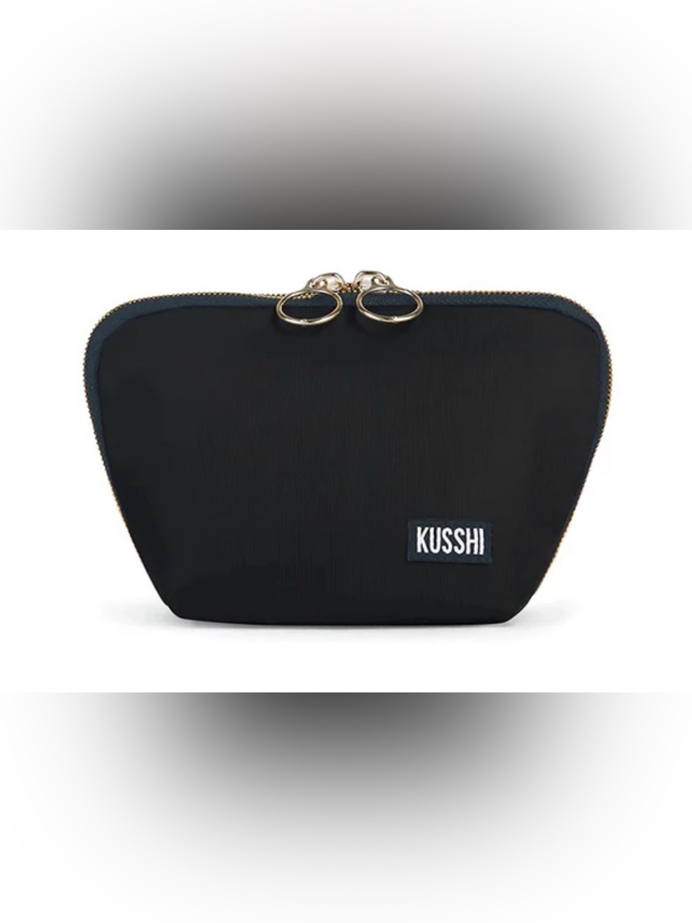 Kusshi Black Cosmetic Pouch with Gold-Tone Zipper